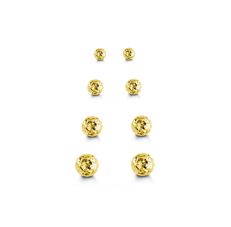 hoop earrings with diamonds for women-Faceted Ball Stud Earrings (14K)