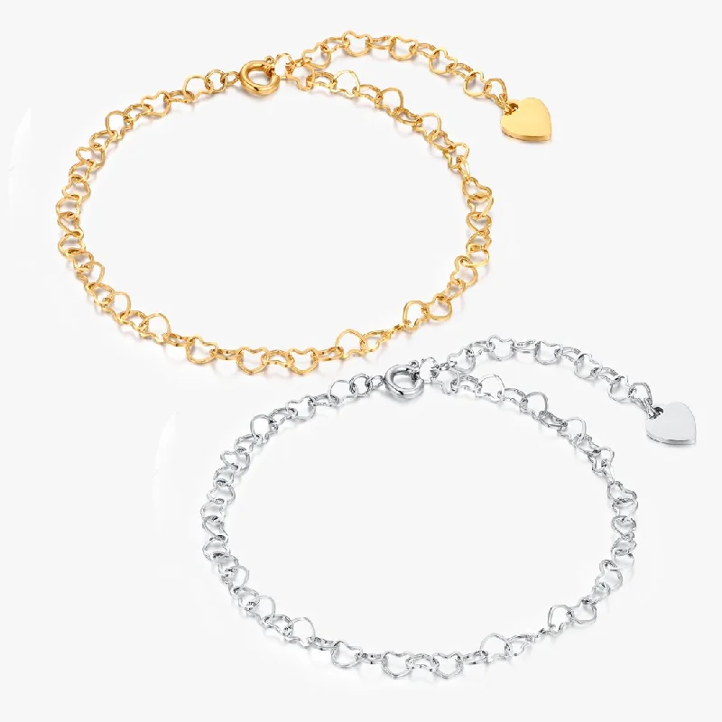 ankle cuffs for women-Celia Heart Chain Anklet