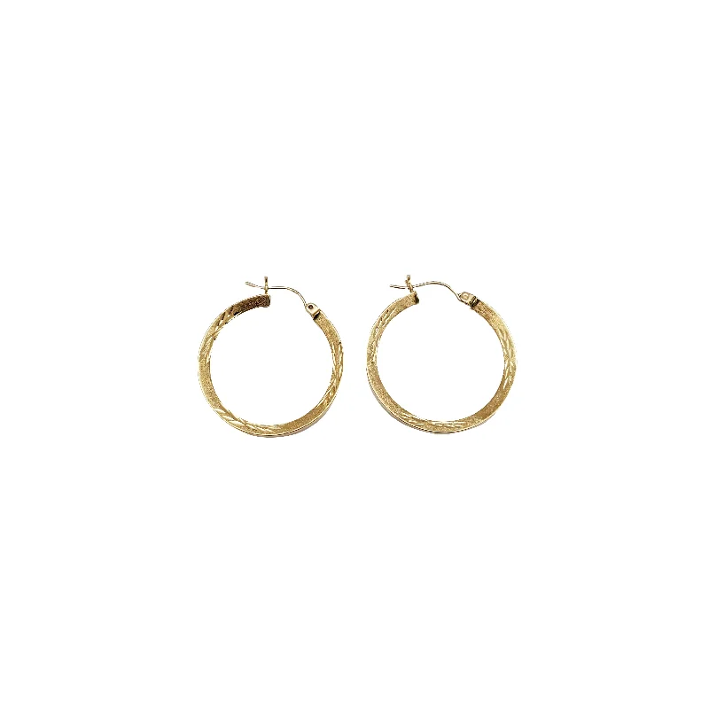 short earrings for women-Diamond-Cut Hoop Earrings (10K)