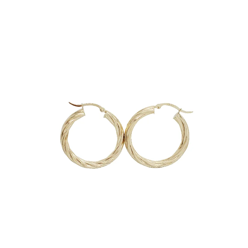 crystal earrings for women-Twist Hoop Earrings (14K)