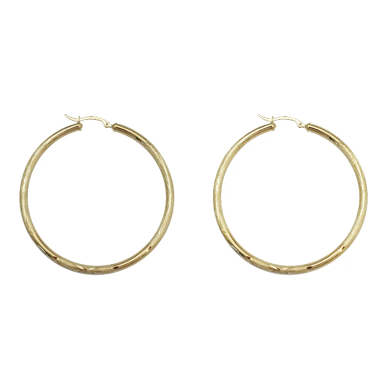 emerald earrings for women-Florentine Cut Hoop Earrings (10K)