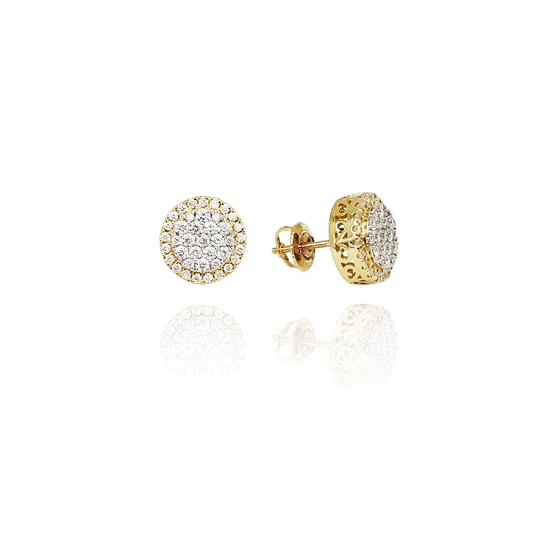 silver stud earrings for women-Diamond Sun Cluster Earrings (14K)