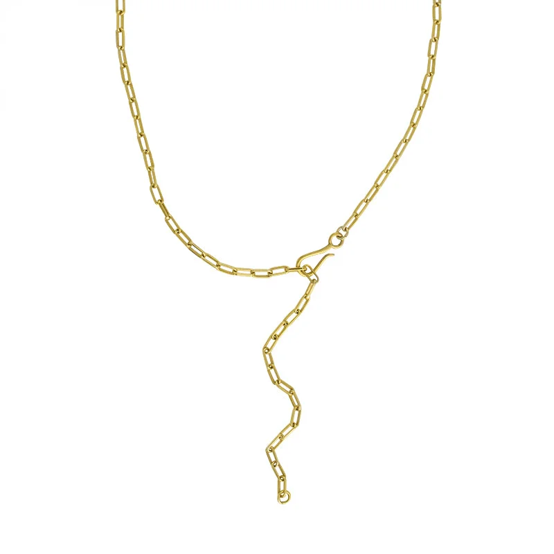 gold plated necklace for women-Paperclip Chain Necklace in Gold - Small Link - 18" L