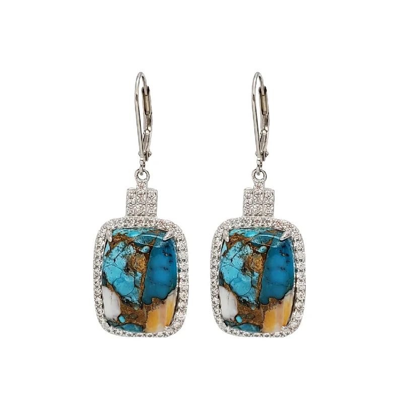 flower earrings for women-Turquoise Dangling Earring (Silver)