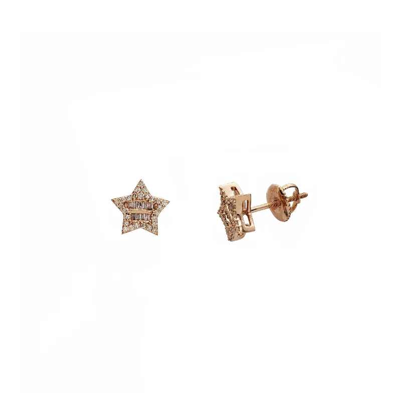 custom earrings for women-Diamond Star Earrings (14K)