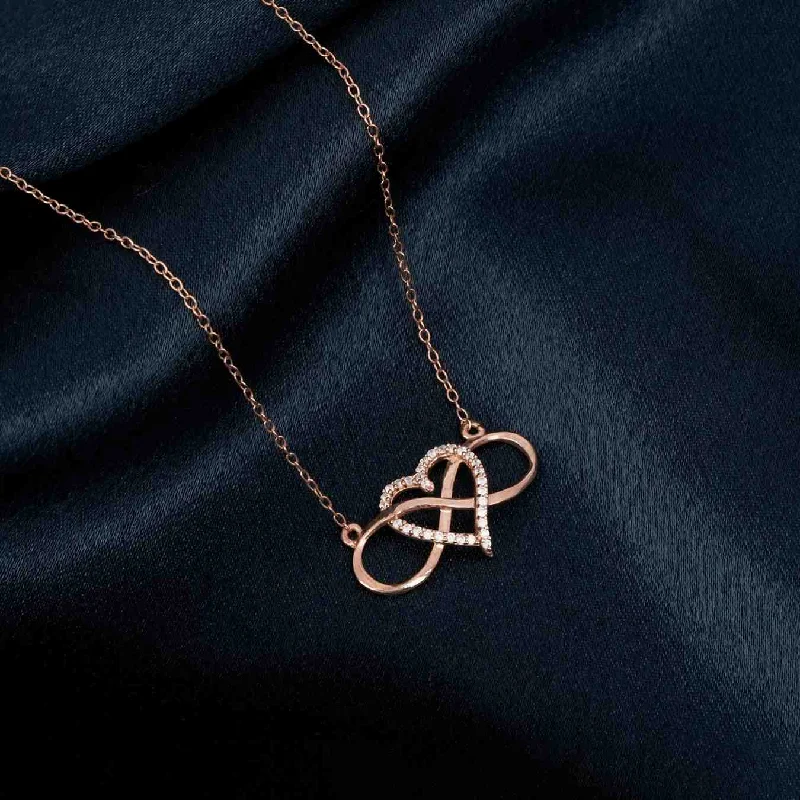 birthstone pendant necklace for women-Rose Gold Heart Infinity Necklace