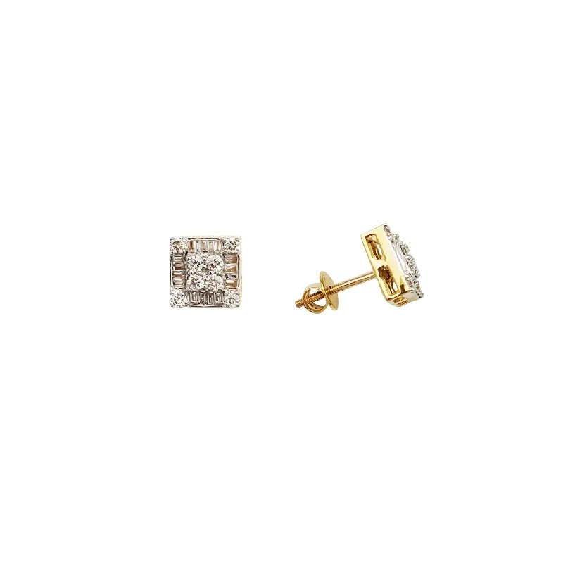 sapphire earrings for women-Diamond Stud Earrings (14K)