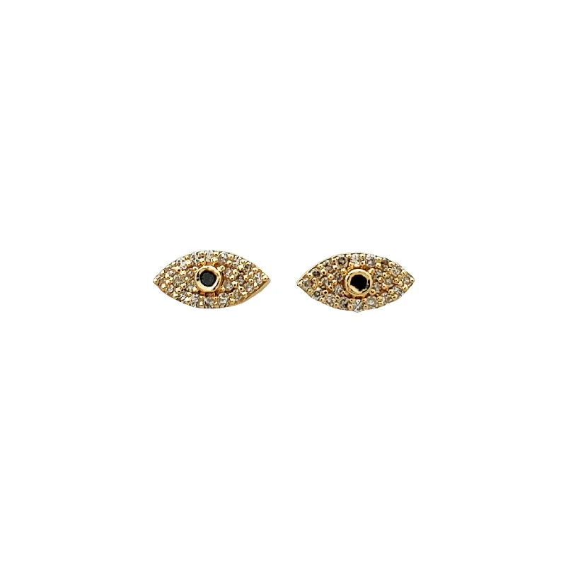 diamond stud earrings for women-Diamond Evil Eyes Stud Earrings (14K)