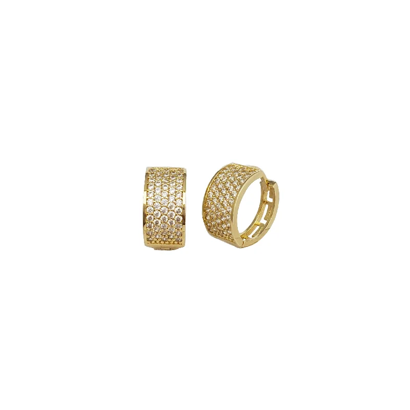 hoop earrings with pearls for women-Five-Row Huggie Earrings (14K)