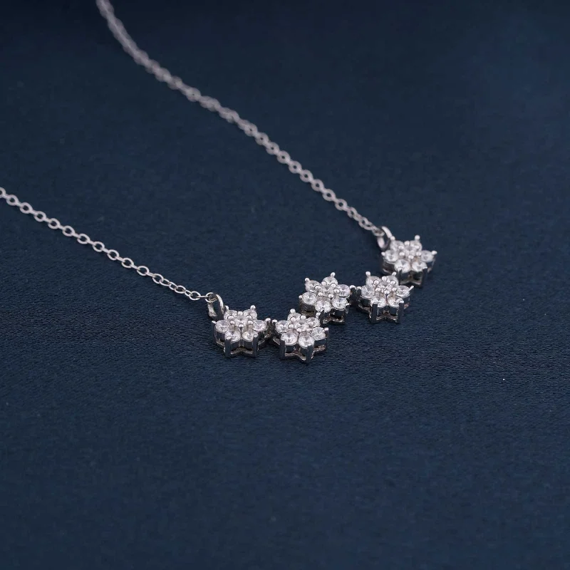 diamond pendant necklace for women-Silver Floral Serenade Necklace