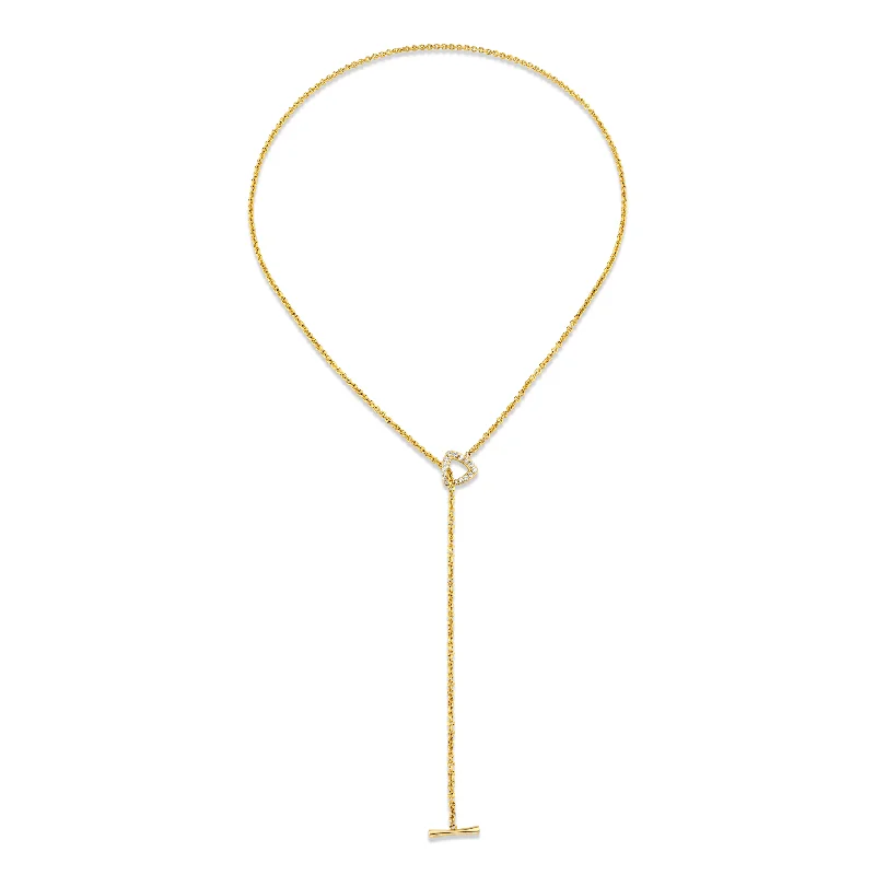 diamond heart necklace for women-Pavé Diamond Trillion Toggle Lariat