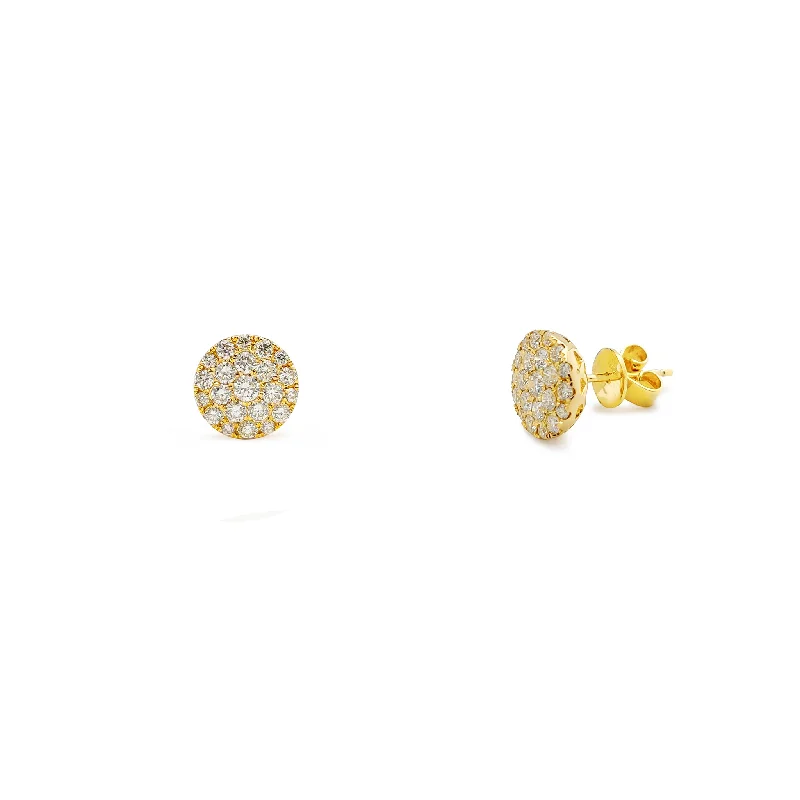 multi-color earrings for women-Diamond Round Cluster Stud Earrings (10K)