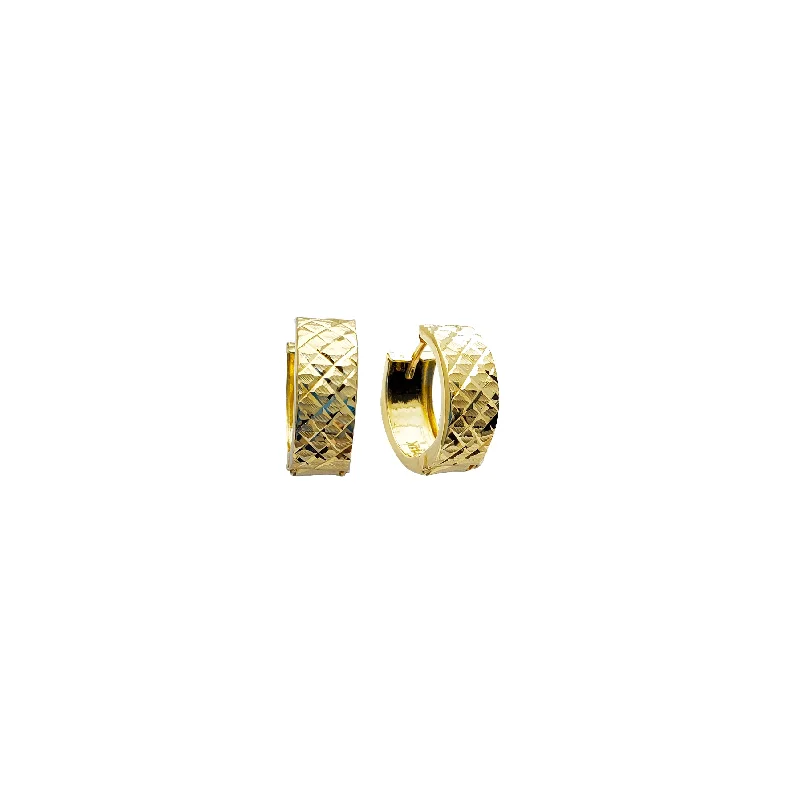 gold drop earrings for women-Diamond-Cut Huggie Earrings (14K)