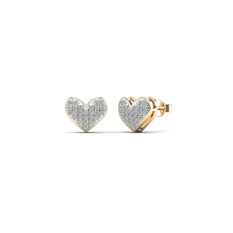 large earrings for women-Diamond Heart Stud Earrings (14K)