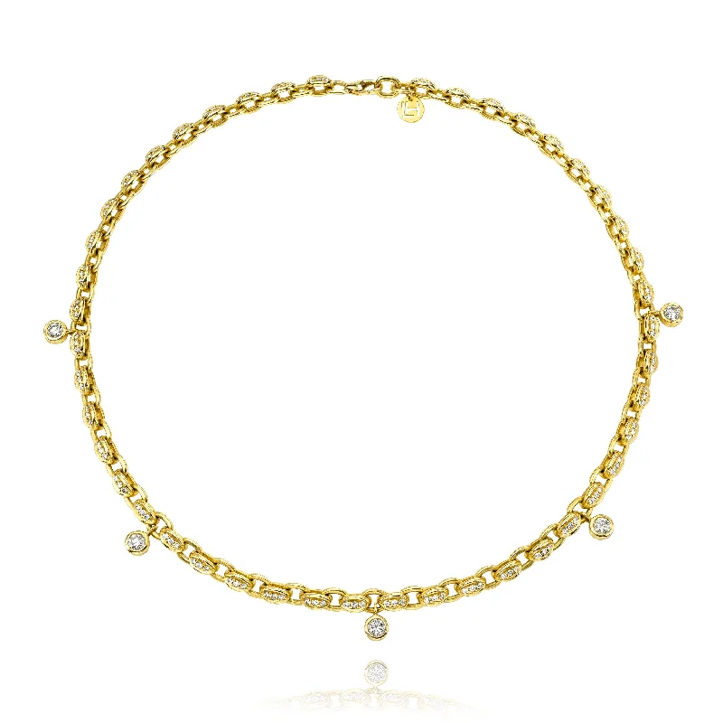 royal necklace for women-Classic Diamond Chain Gypsy Roma Choker