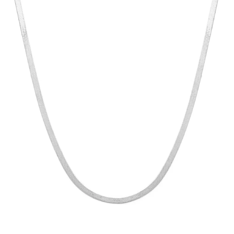 short necklace for women-Herringbone Mother Necklace | Silver