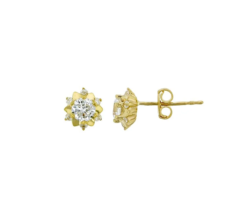 gold dangling earrings for women-Flower Earrings(14K)