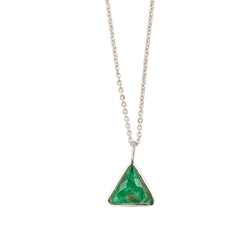 boho necklace for women-Triad Necklace in Emerald & Silver