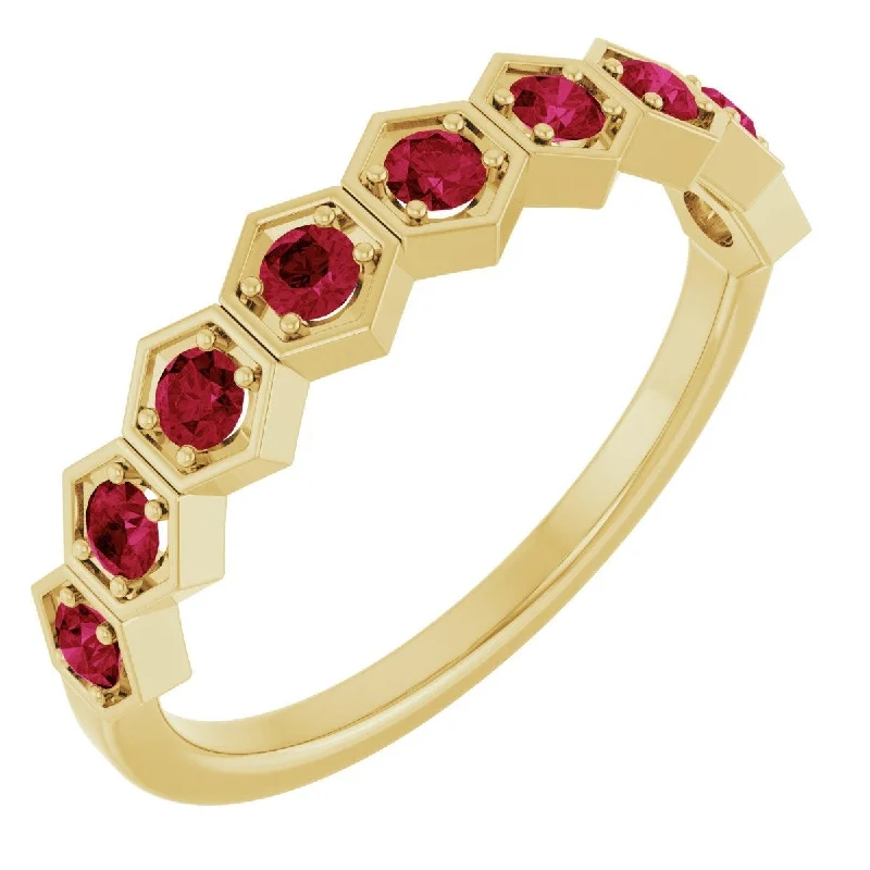 luxury diamond engagement rings for women-14K Yellow Natural Ruby Stackable Ring