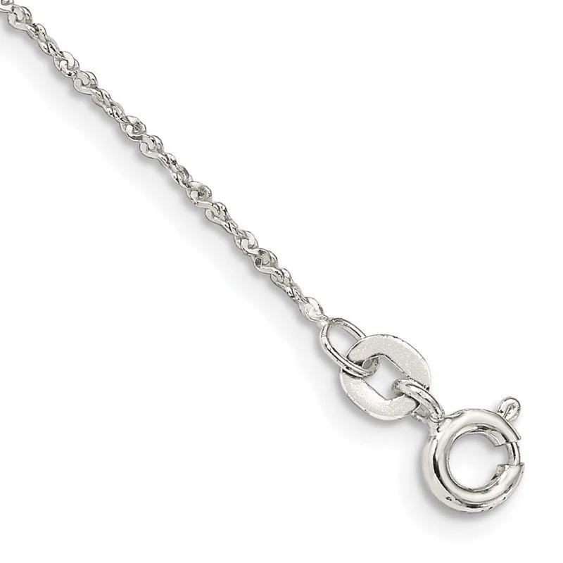 knot anklets for women-Sterling Silver 1mm Twisted Serpentine Chain Anklet