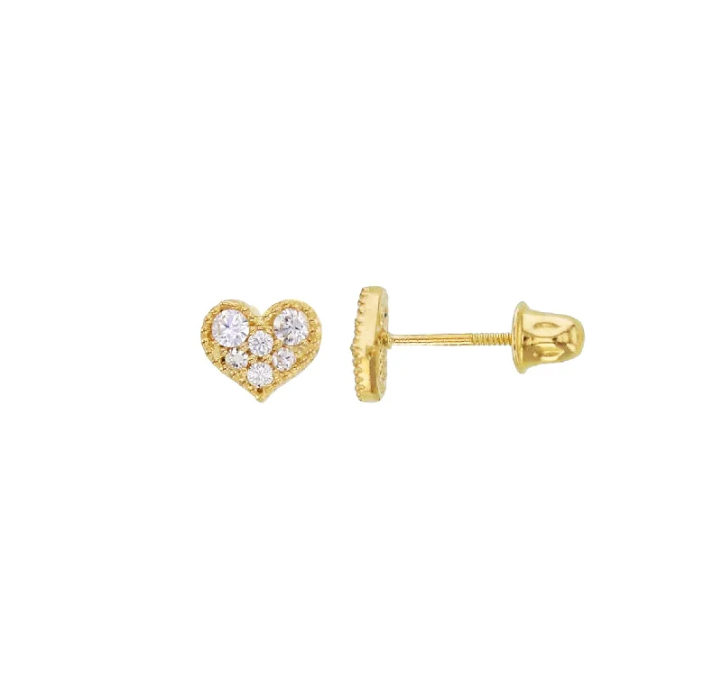 modern earrings for women-Heart Stud Earrings (14K)