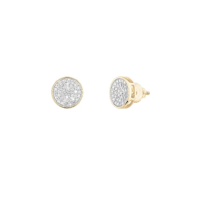 handmade earrings for women-Diamond Round Curved In Stud Earrings (14K)