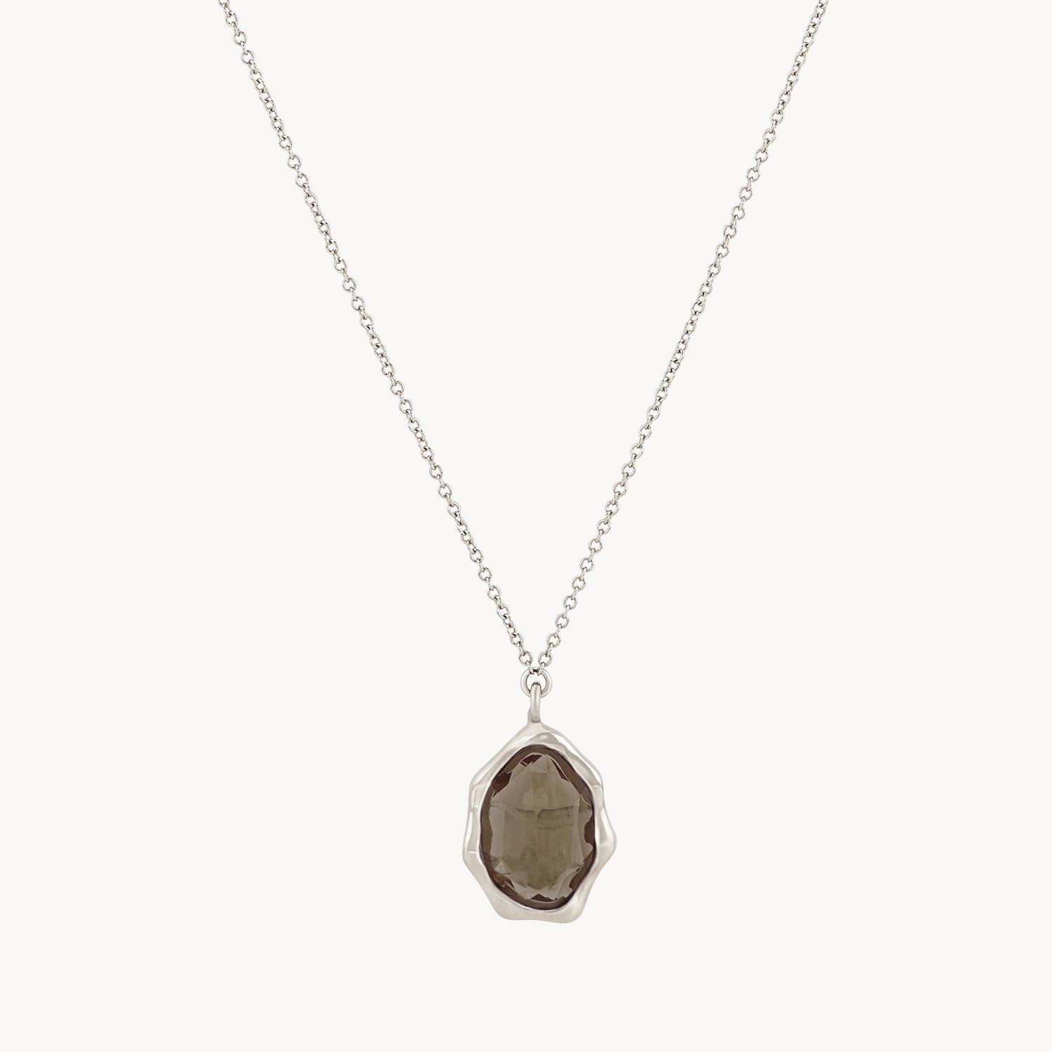 two-tone necklace for women-smoky quartz mood necklace silver - sterling silver, smoky quartz