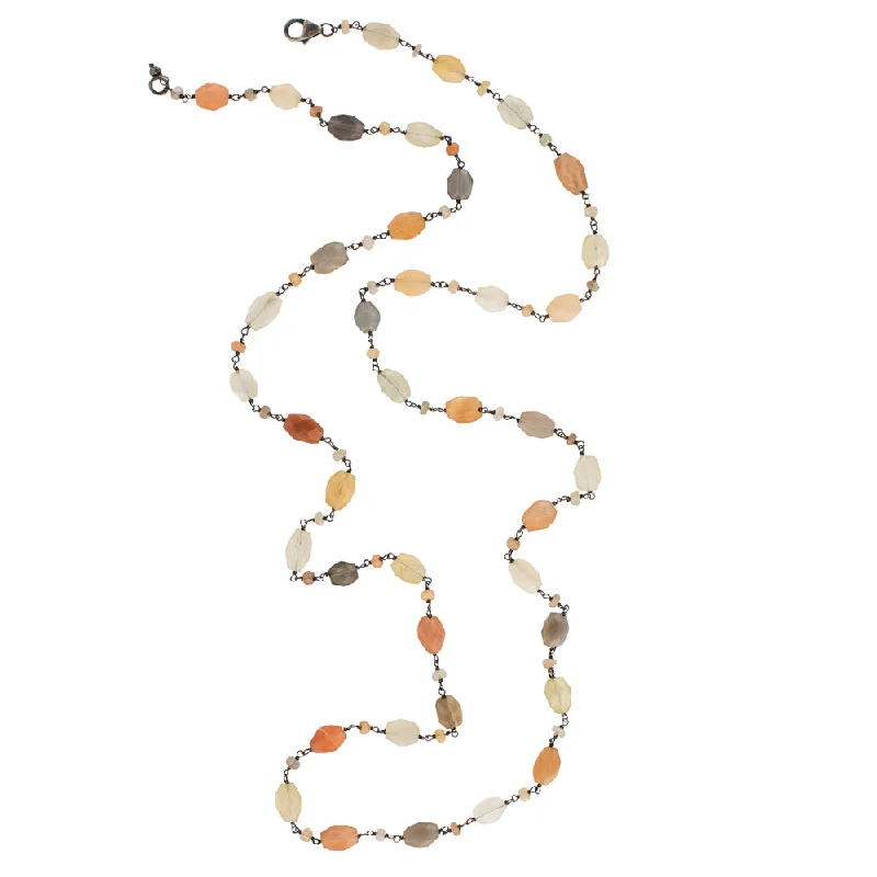 charm necklace for women-Stone Strand Necklace - Shaded Moonstone -32"