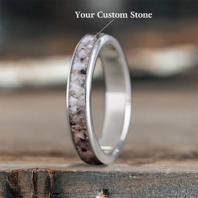 silver ring for women-Custom Design - Ladies Single Inlay Ring WbbtnExHeiEaofQMYkmZPR3J