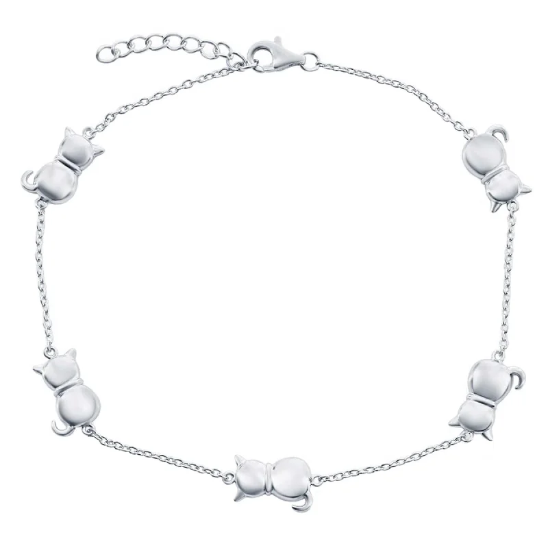 chain anklets for women-Classic Women's Anklet - Sterling Silver Cats by the Yard Lobster Clasp | R-9272