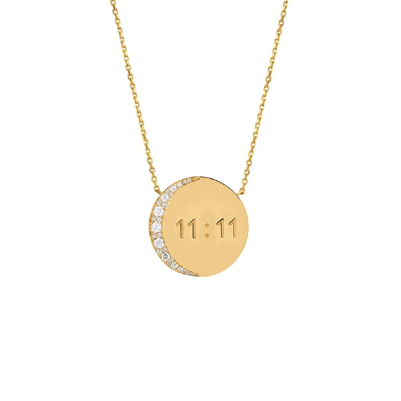 pendant necklace for women-Mini 11:11 Moon Necklace