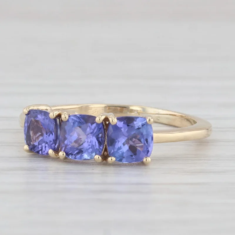 matching engagement rings for women-1.50ctw Tanzanite 3-Stone Ring 10k Yellow Gold Size 8