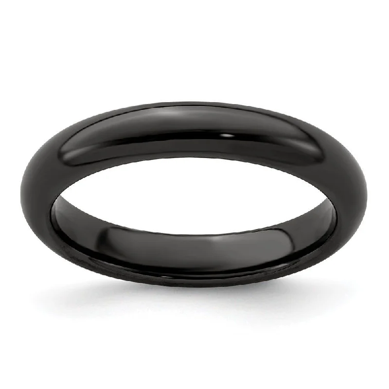 simple engagement rings for women-Edward Mirell Titanium Black Ti Polished Domed 4mm Band