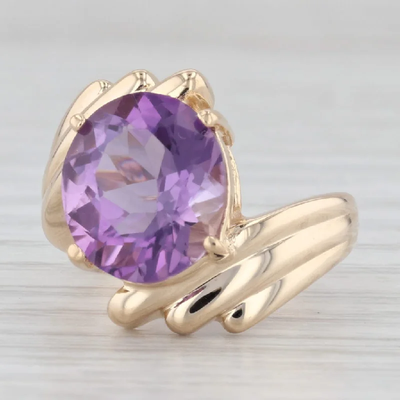 eternity engagement rings for women-4.60ct Oval Amethyst Solitaire Ring 14k Yellow Gold Size 5.5 Bypass