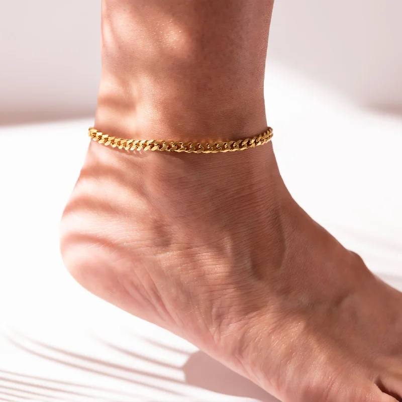 pearl ankle chains for women-Cuban anklet small