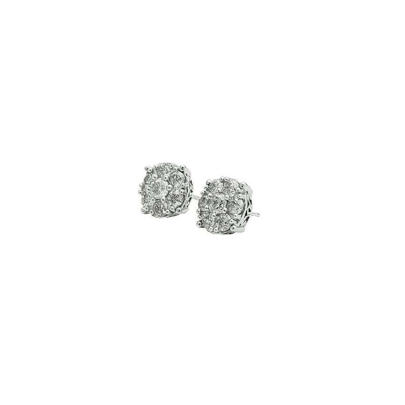 star earrings for women-Diamond Round Shape Stud Earrings (14K)