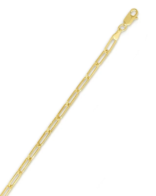 anklets for beachwear for women-14k Yellow Gold 3.2mm Lite Polished Paperclip Anklet