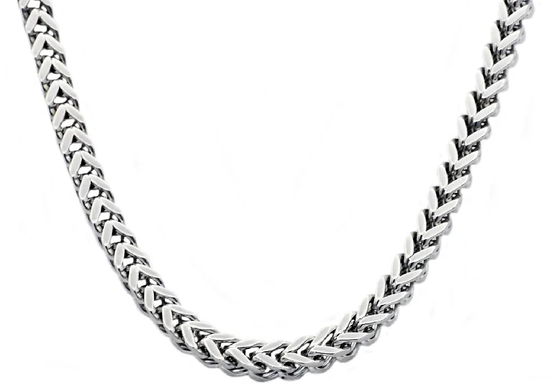 beaded necklace for women-Mens 8mm Stainless Steel Franco Link Chain Necklace