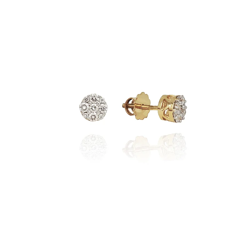 multi-color earrings for women-Diamond Top Column Stud Earrings (14K)