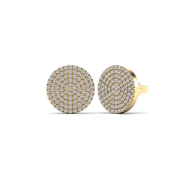 gold drop earrings for women-Micropave Round Diamond Stud Earrings (14K)