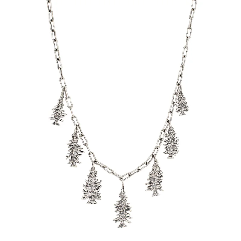 statement necklace for women-Through the Trees Necklace in Silver