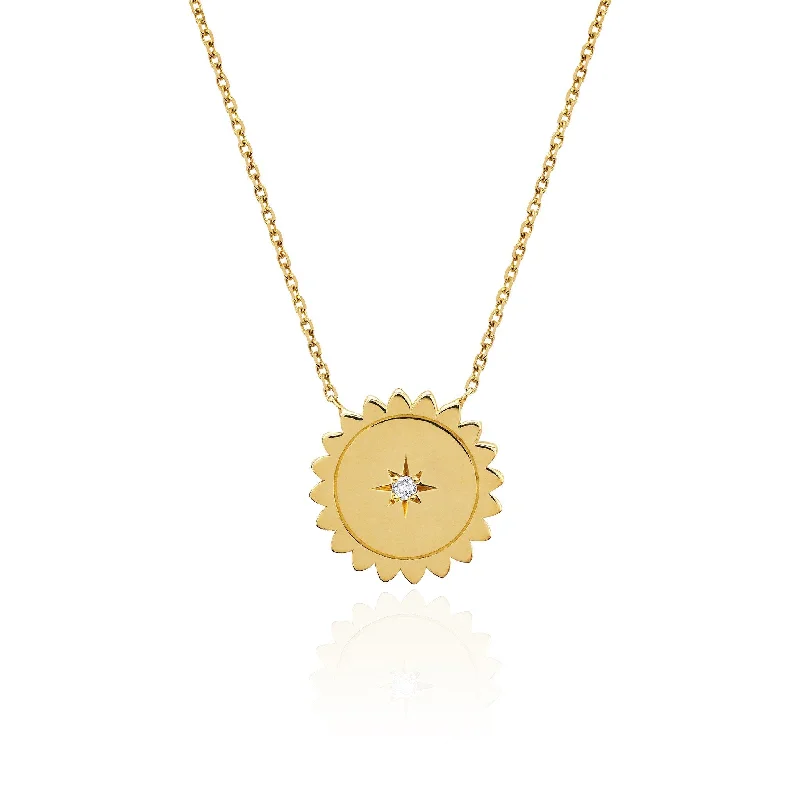 triple strand necklace for women-Mini Sunshine Necklace with Star Set Diamond