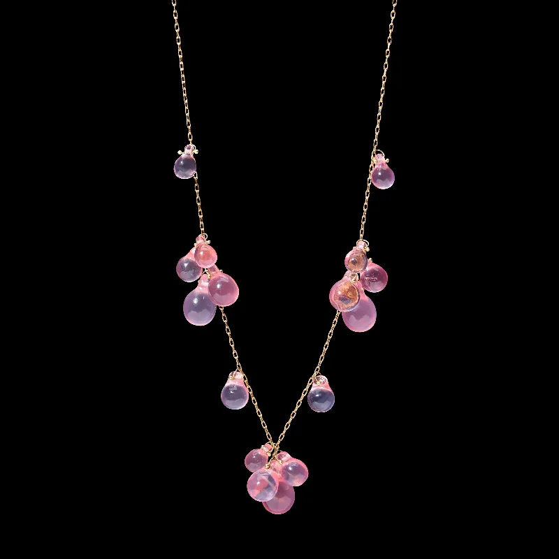 double pendant necklace for women-Multi Cluster Hand Cut Stone "Bubble" Necklace