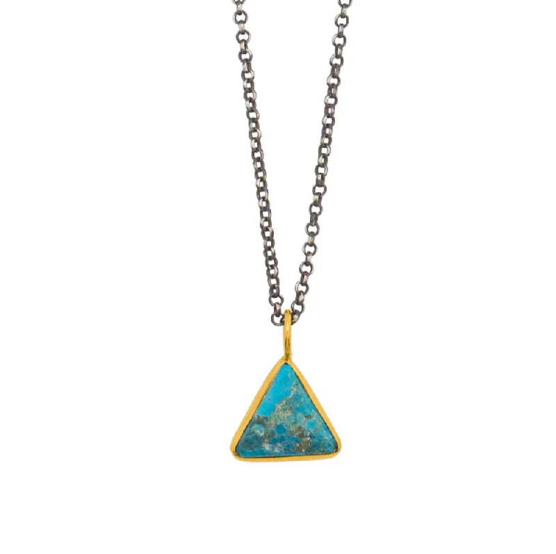 choker necklace for women-Triad Necklace in Turquoise & Gold & Antiqued Sterling | Available to Ship January 28, 2025