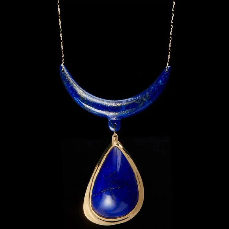 gemstone necklace for women-Lapis Antler Pendant Necklace