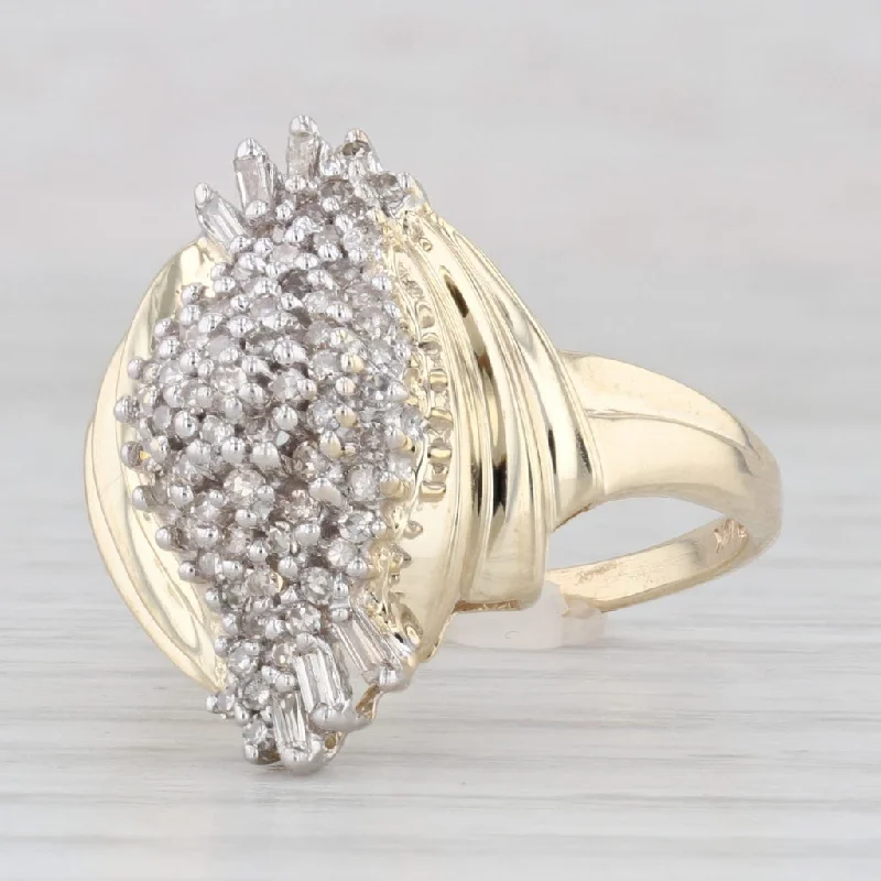 halo ring engagement rings for women-0.35ctw Diamond Cluster Ring 10k Yellow Gold Size 9