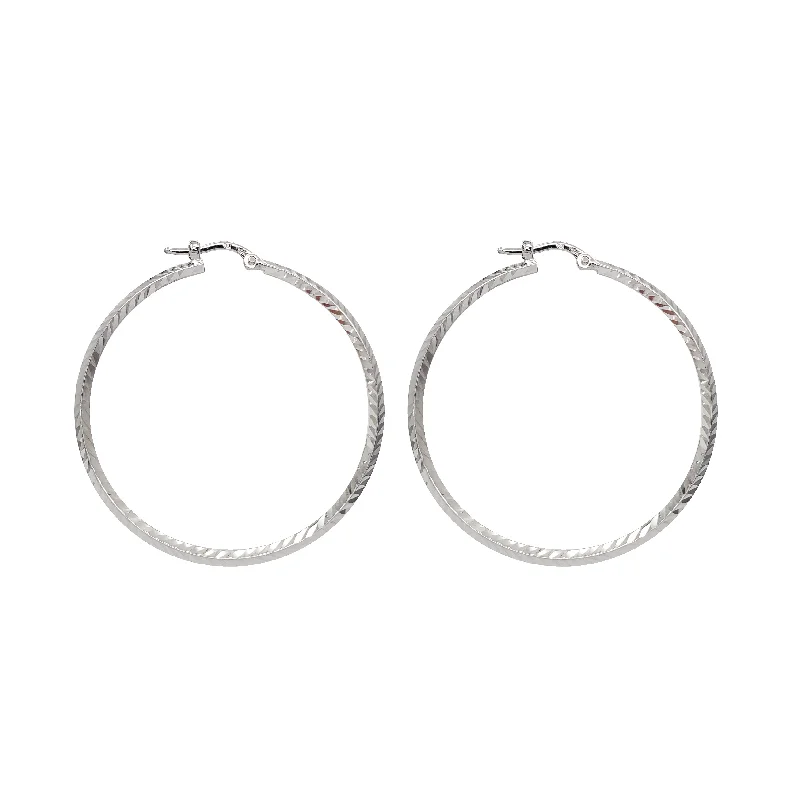 custom earrings for women-Diamont-Cut Hoop Earring (14K)