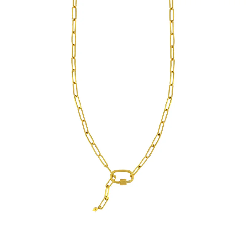 personalized gold necklace for women-Carabiner Paperclip Chain Necklace in Gold