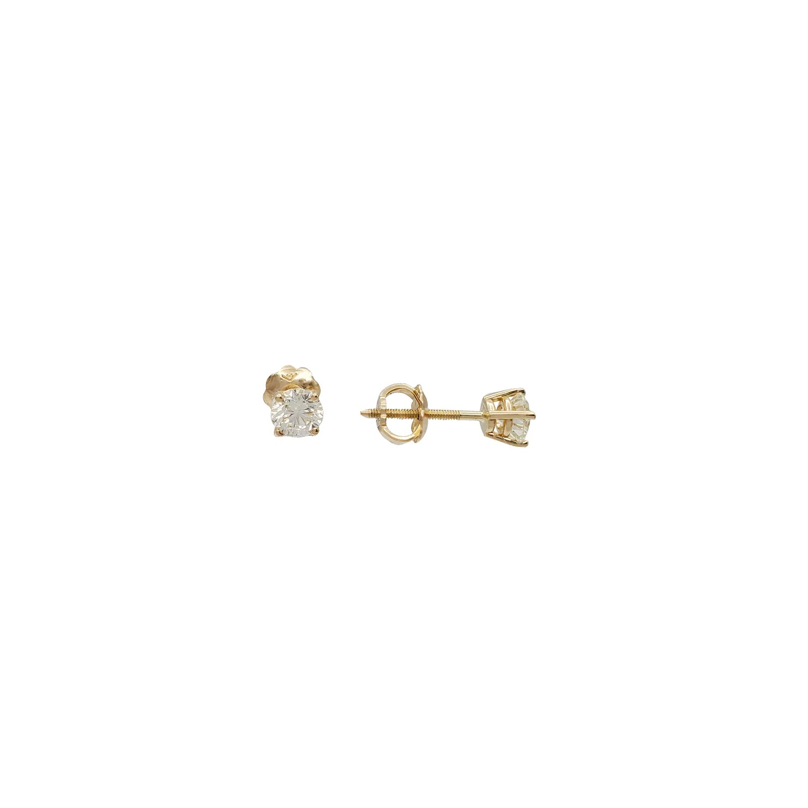 gold drop earrings for women-【1.1 cts】Single Diamond Stud Earrings (14K)