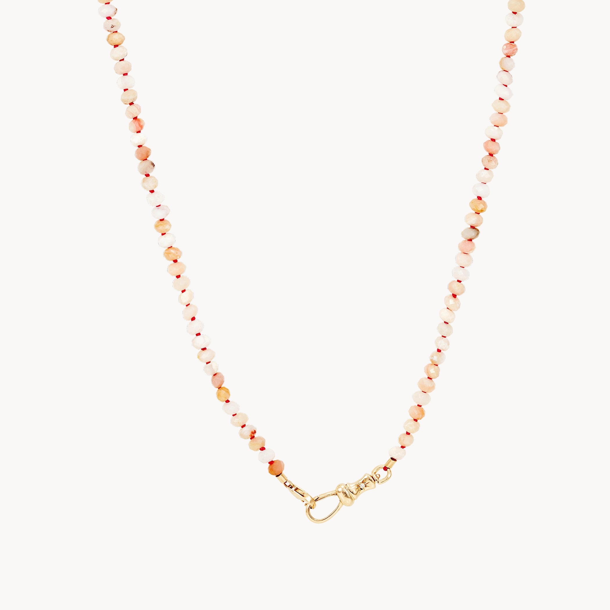 infinity chain necklace for women-pink opal beaded mood necklace - 10k yellow gold, pink opal gemstones